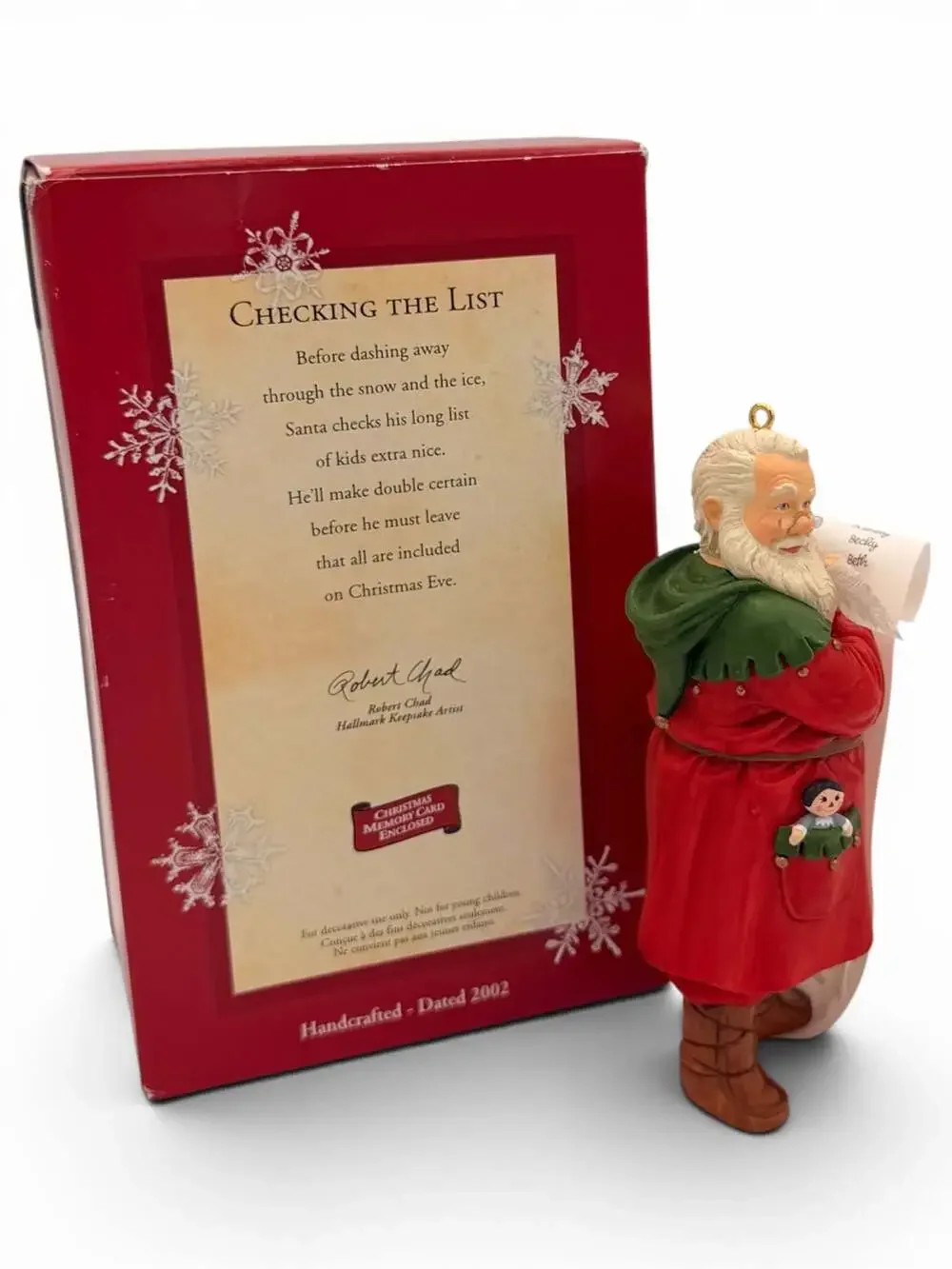 2002 Hallmark Keepsake Ornament Checking The List Santa Claus